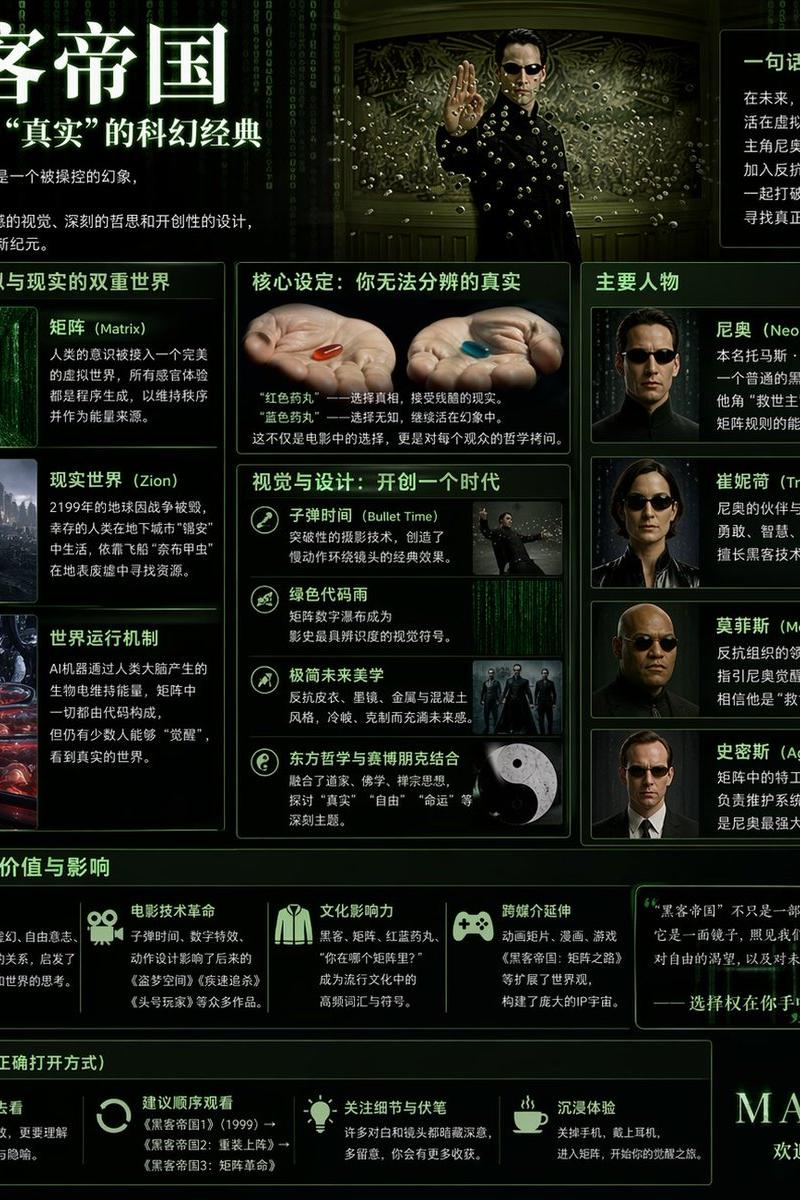 《黑客帝国》科幻信息图海报
