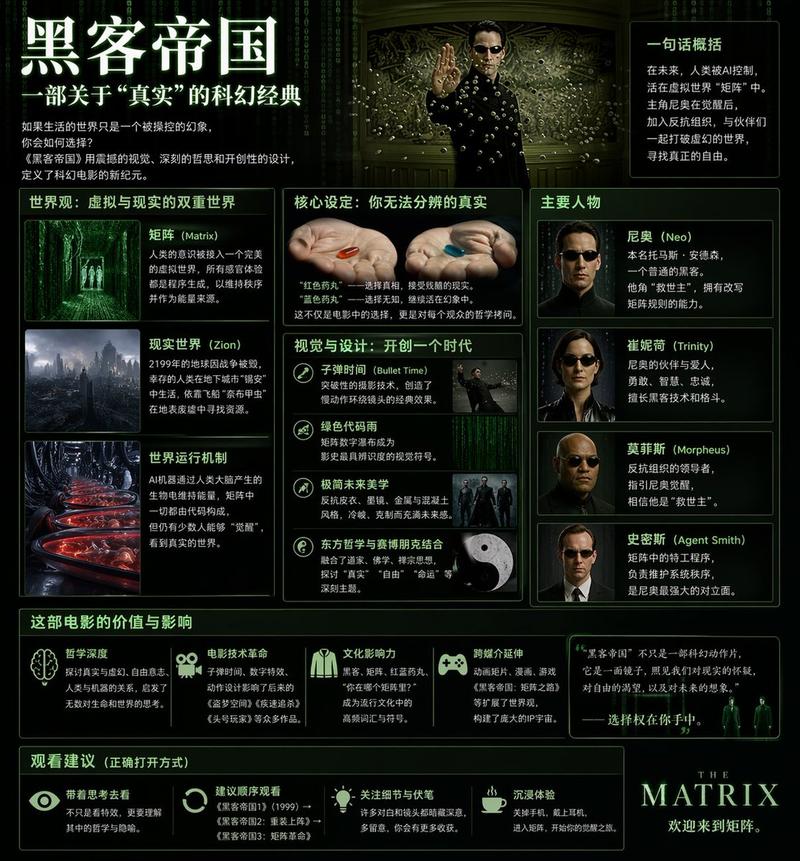 《黑客帝国》科幻信息图海报