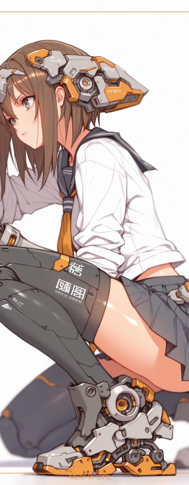 蹲姿机甲少女武士刀