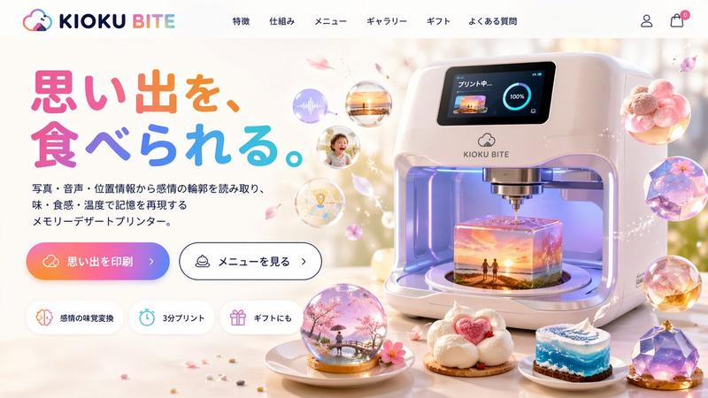 未来感 3D 食品打印机落地页