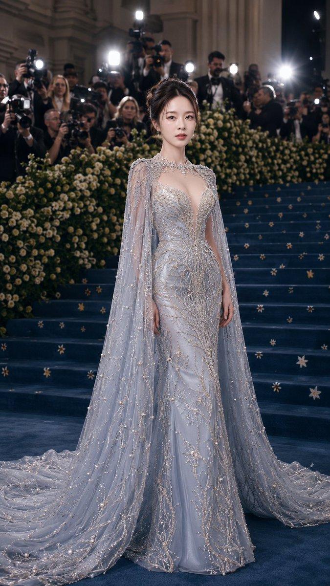 Met Gala 冰蓝色高定红毯