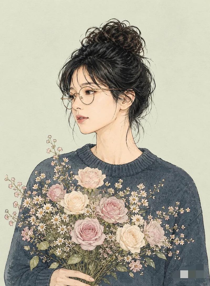 Miki 风格线条艺术肖像