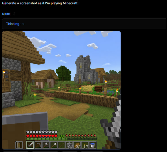 AI 生成器界面中的 Minecraft 游戏画面