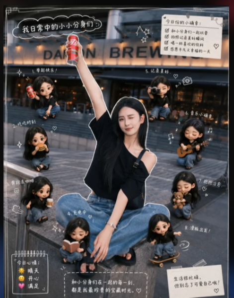 迷你分身咖啡馆自拍合成