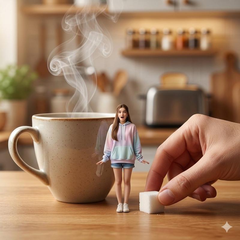 巨型咖啡杯旁的小人儿