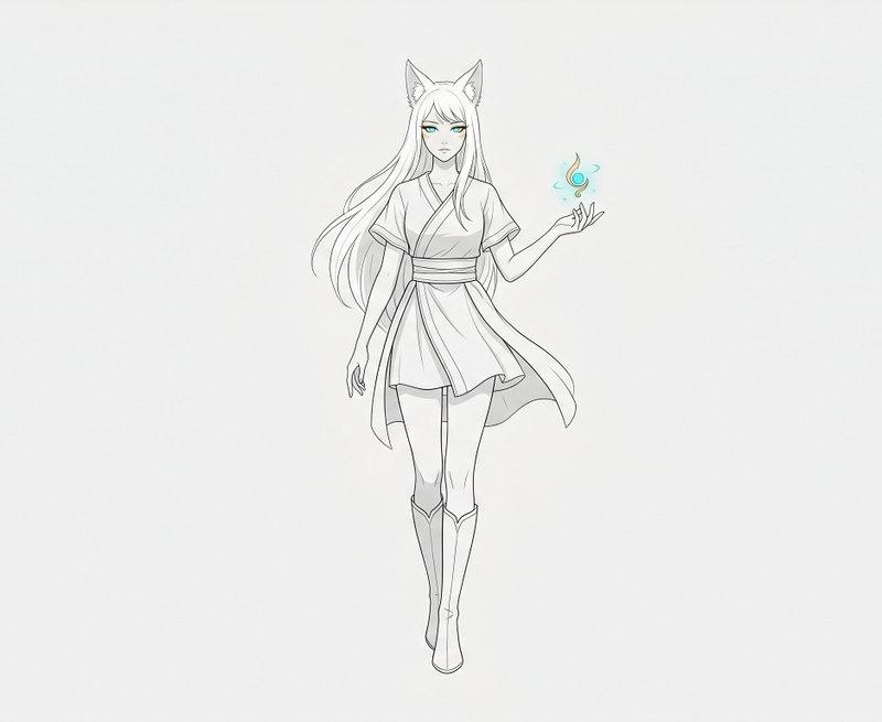 极简狐妖角色草图