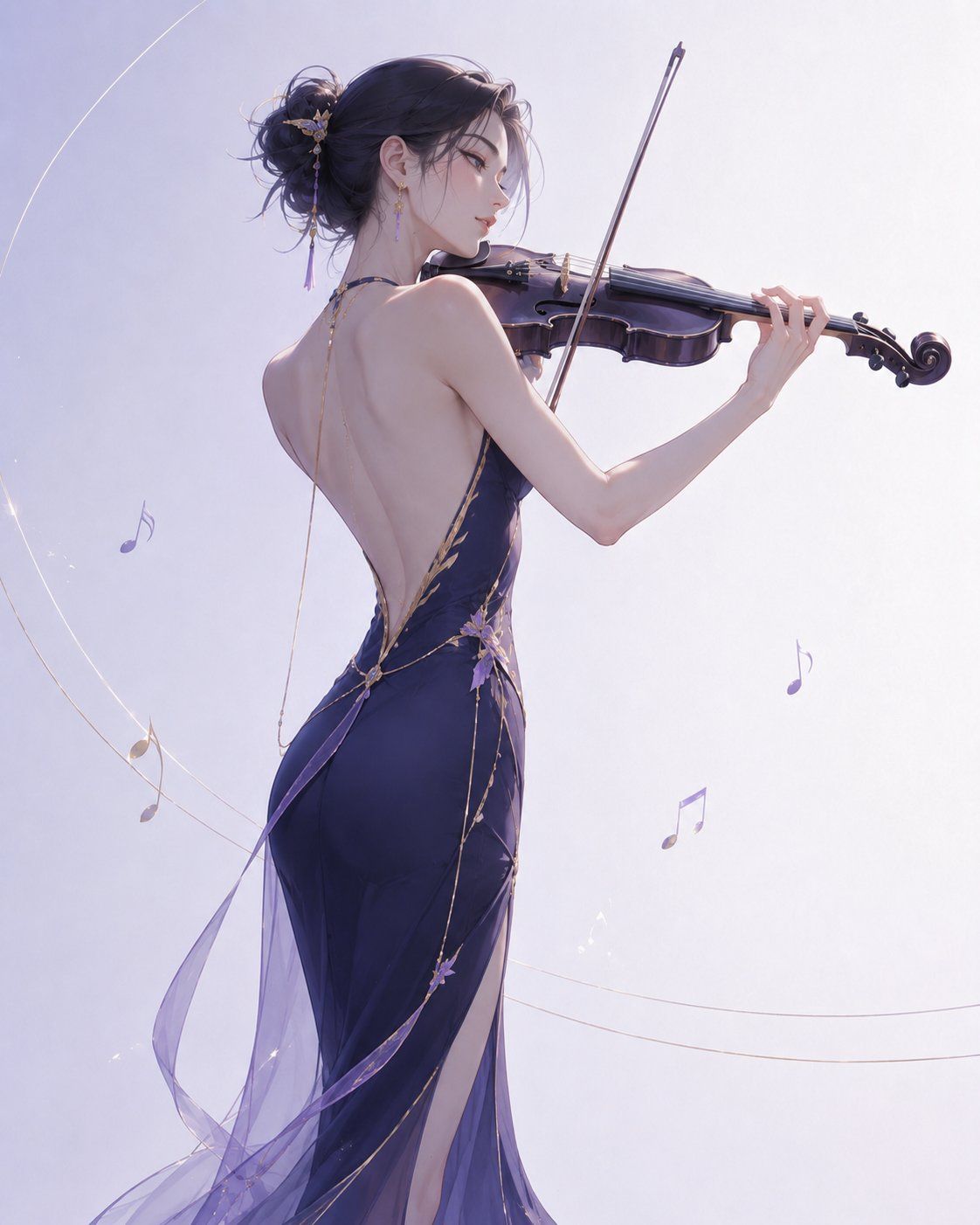 优雅小提琴手极简主义插画
