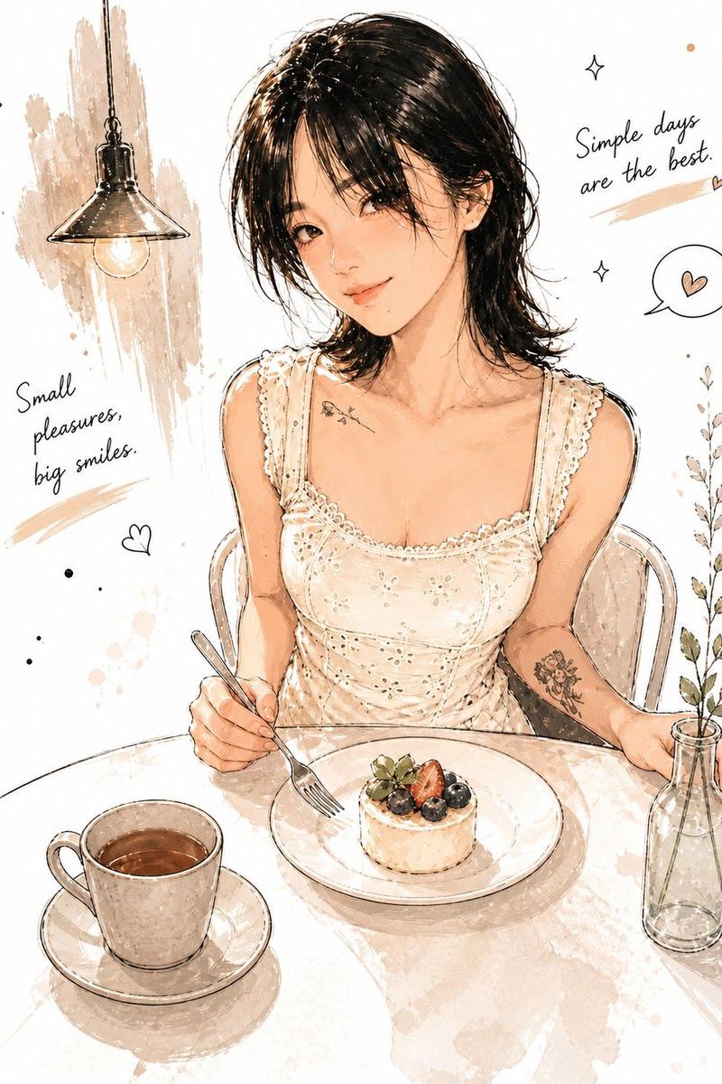 极简水彩咖啡馆插画