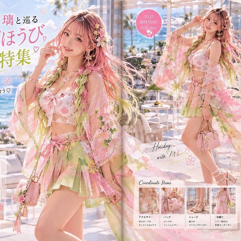 甘露寺蜜璃夏季度假杂志内页