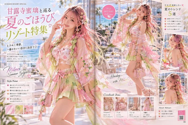 甘露寺蜜璃夏季度假杂志内页