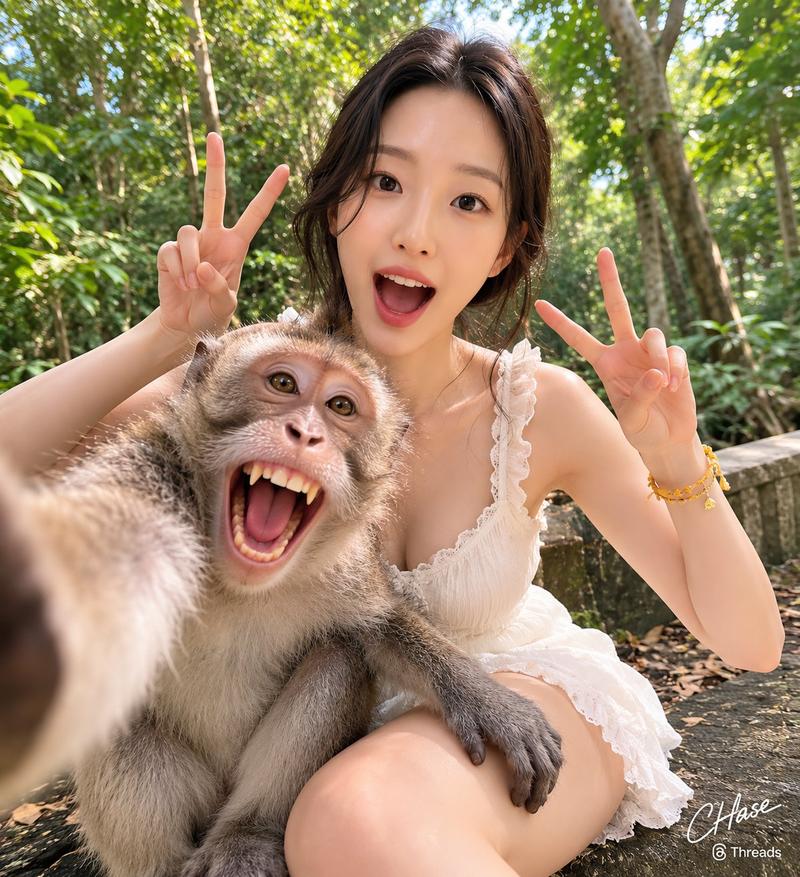 丛林猴子自拍提示词
