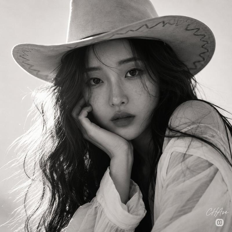 黑白西部牛仔女郎肖像