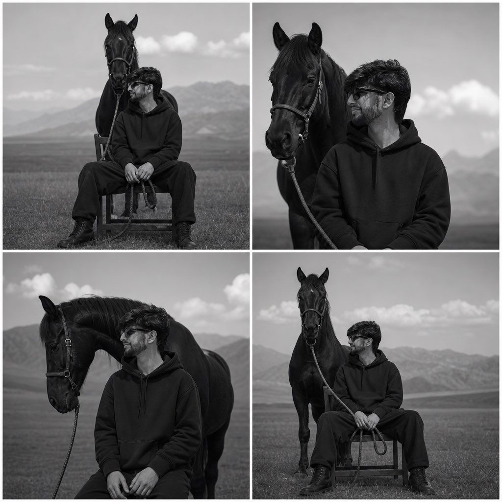 Monochrome Horse Field Portrait