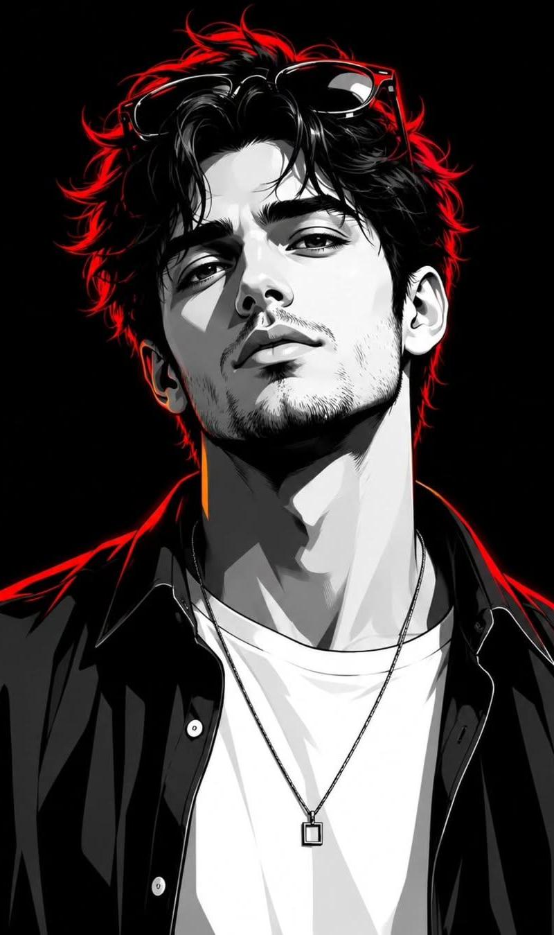 Monochrome Portrait with Neon Rim Light