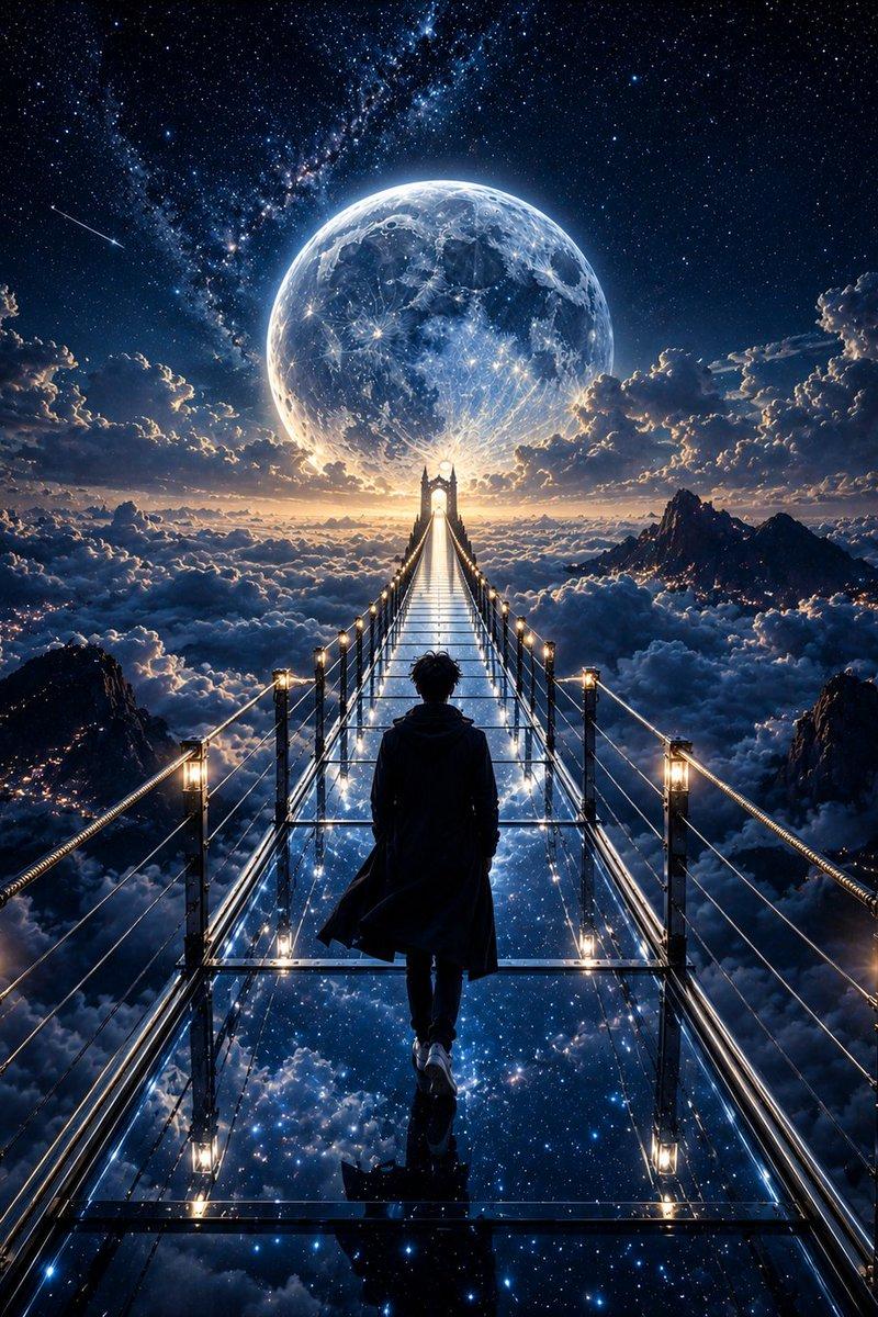 月光玻璃桥奇幻场景