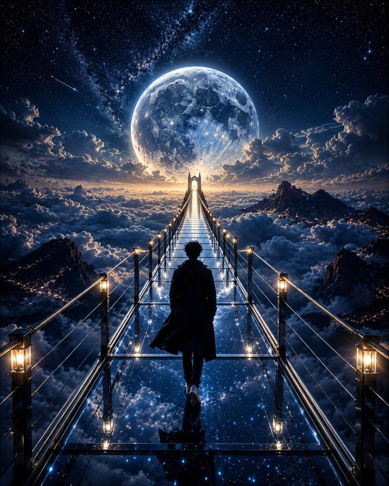 月光玻璃桥奇幻场景