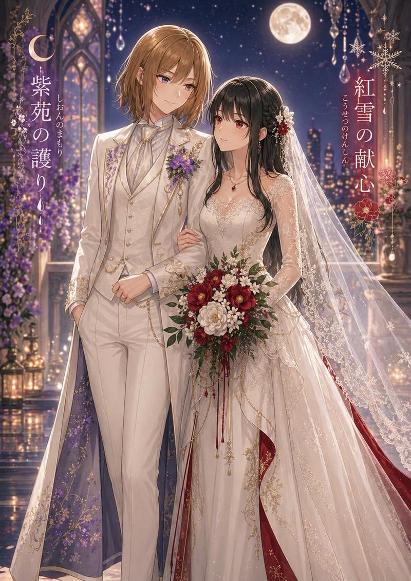 月下百合婚礼海报
