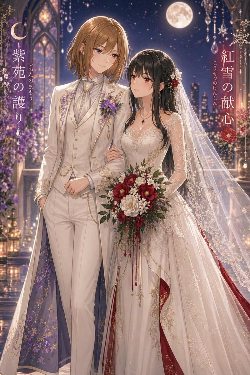 月下百合婚礼海报