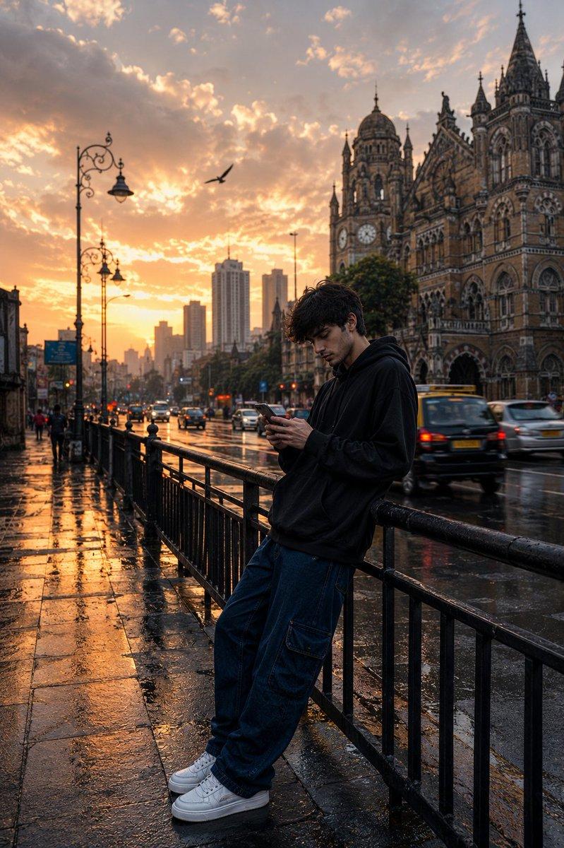 孟买雨中街头摄影