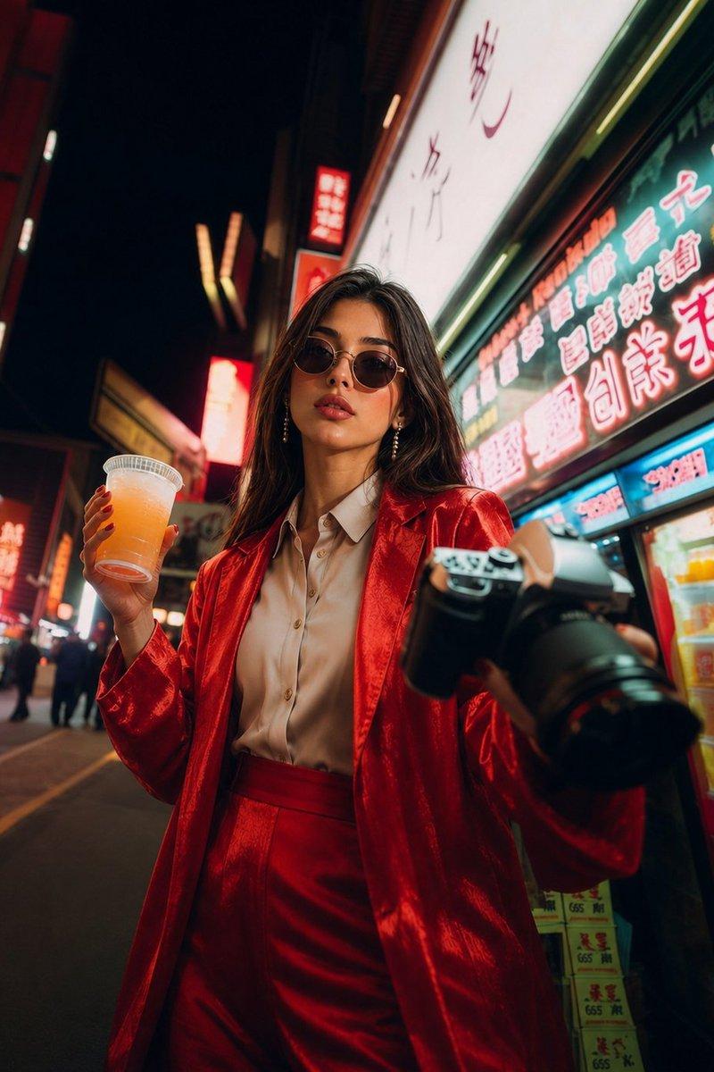 赛博朋克霓虹夜生活时尚大片拍摄