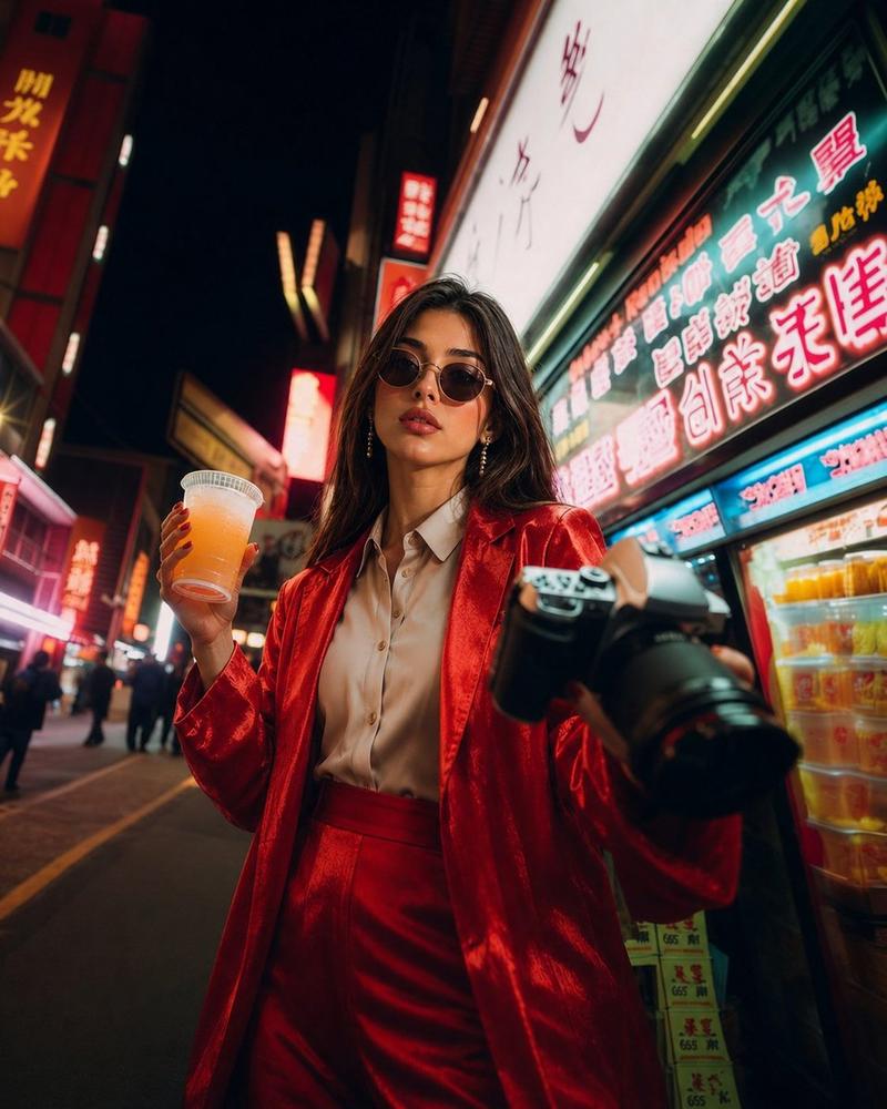 赛博朋克霓虹夜生活时尚大片拍摄
