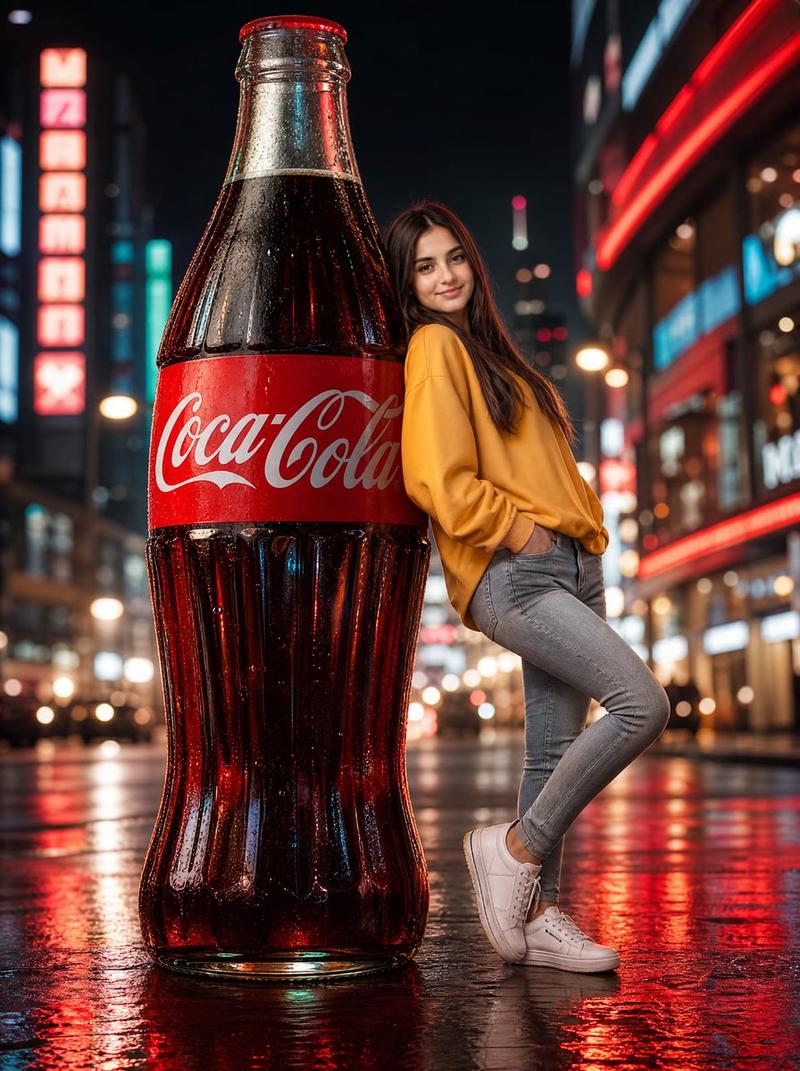 霓虹灯下的 Coca-Cola 街头肖像