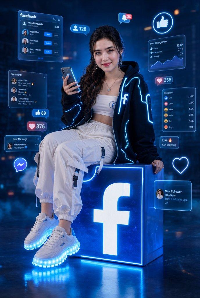霓虹风格 Facebook 网红肖像
