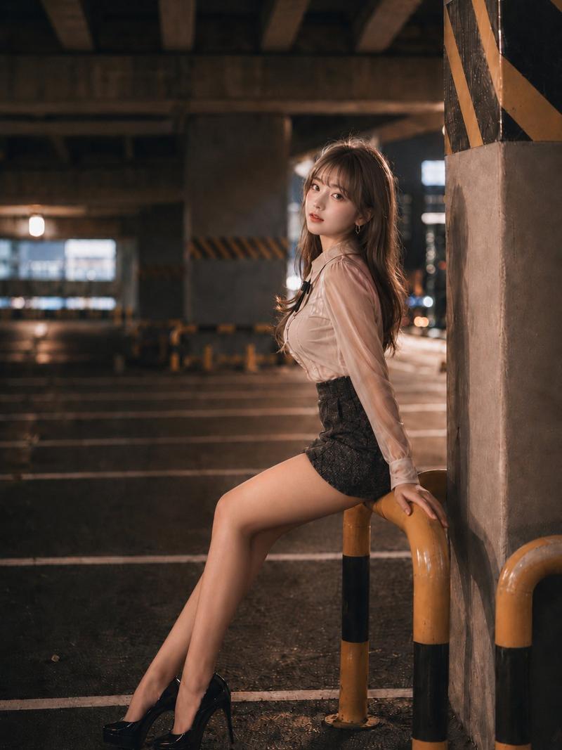 夜间停车场时尚人像