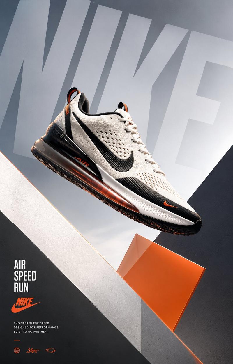 极简 Nike 运动鞋广告海报
