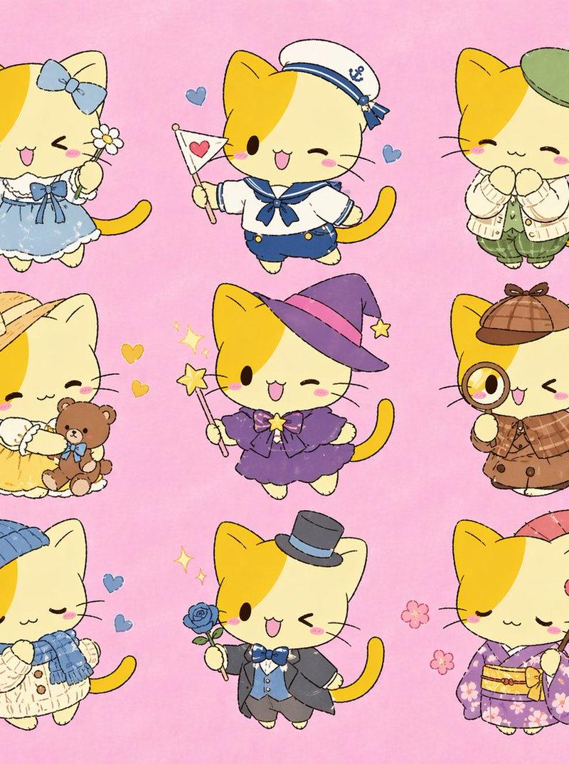 九款 Q 版小猫服装变体