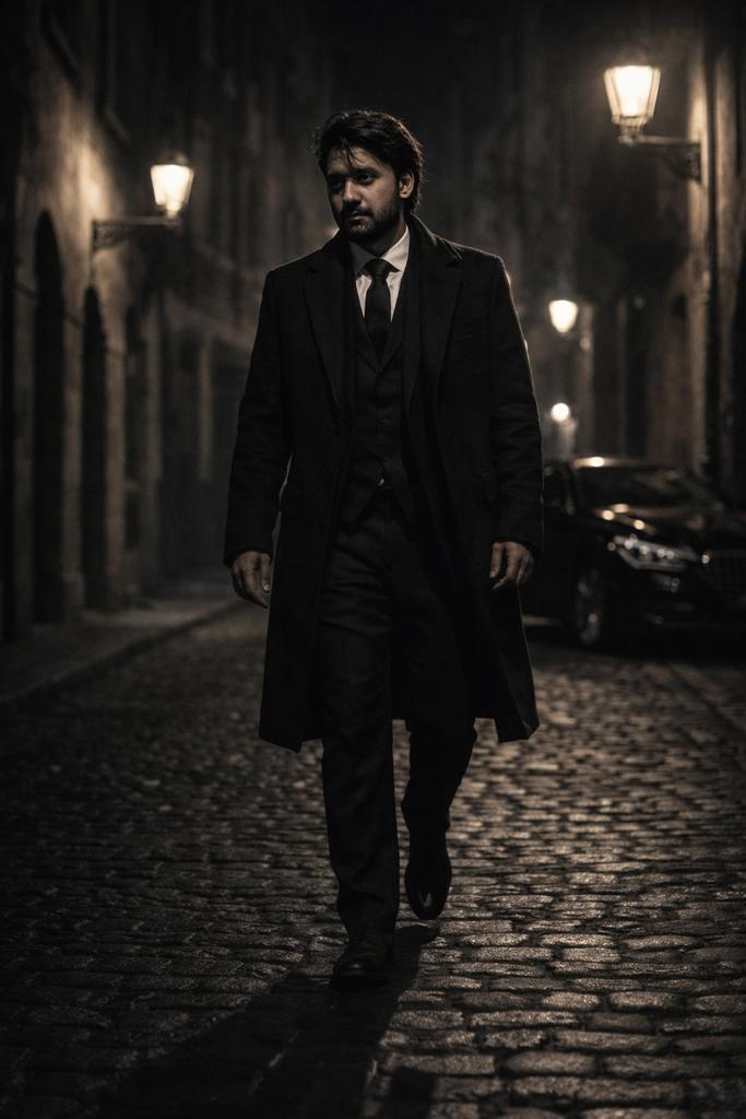 Cinematic Noir Night Street Walk