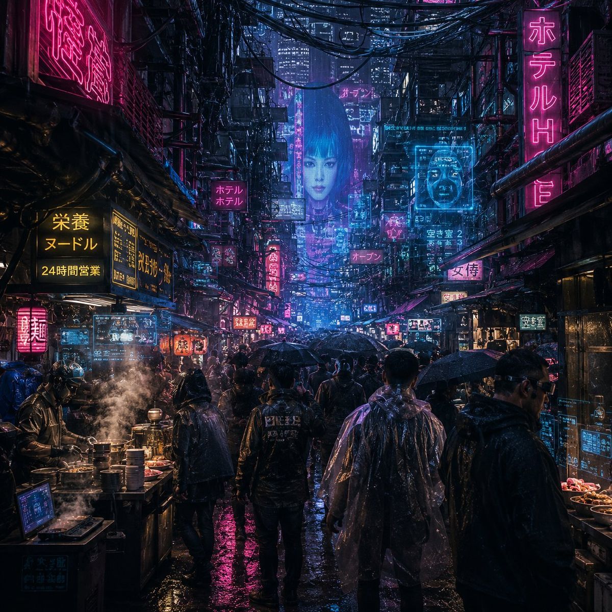Noisy Cyberpunk Rain Alley