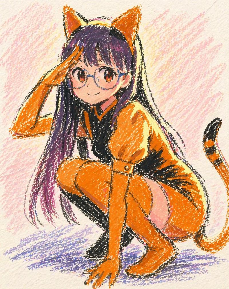 油画棒风格动漫猫娘