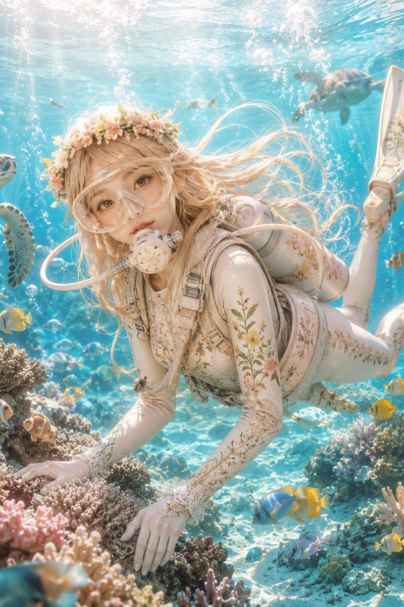 潜水角色插画