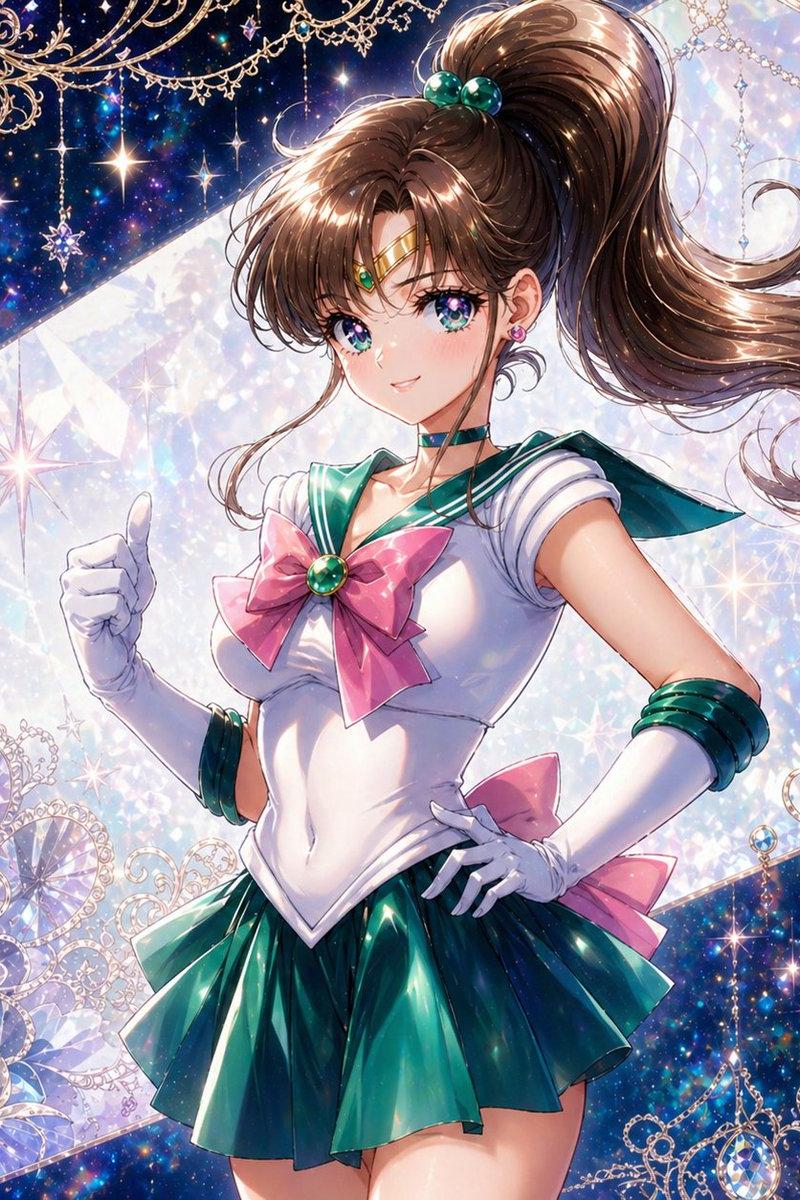 华丽翡翠魔法少女肖像