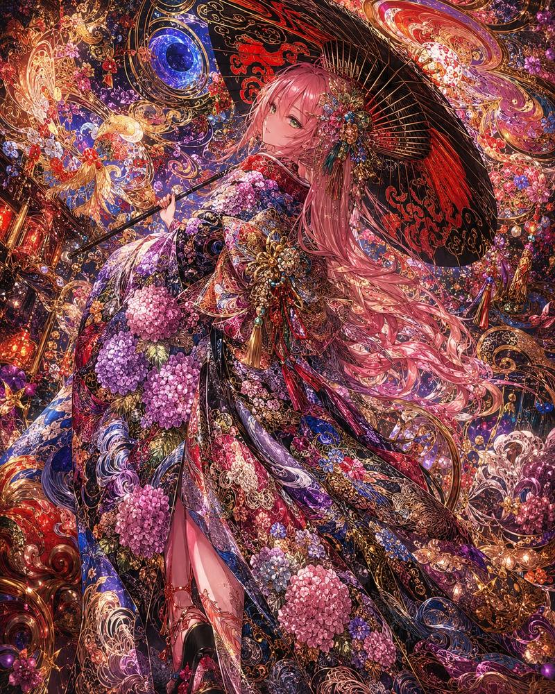 华丽和服动漫少女