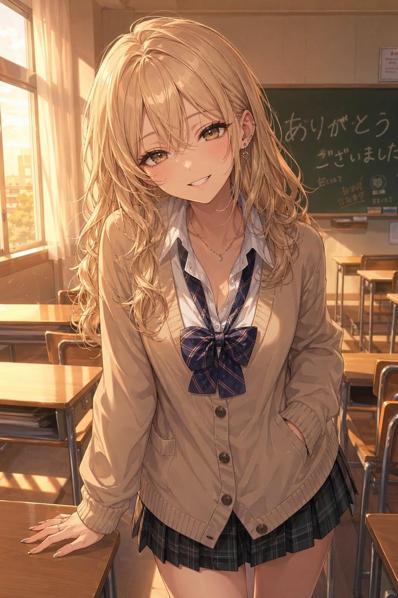 黄金时刻的辣妹(Gyaru)在教室