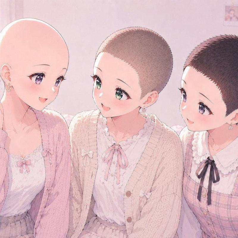 柔和粉彩寸头少女肖像