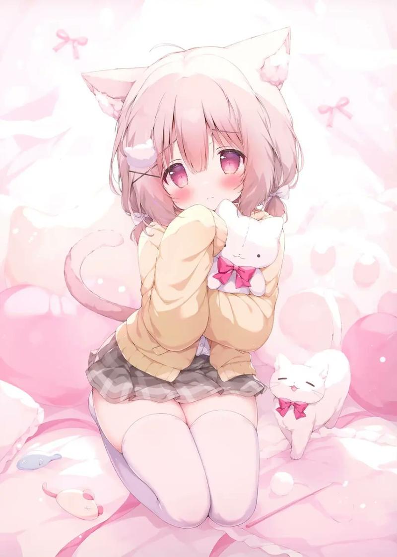柔和粉色系害羞猫娘卧室