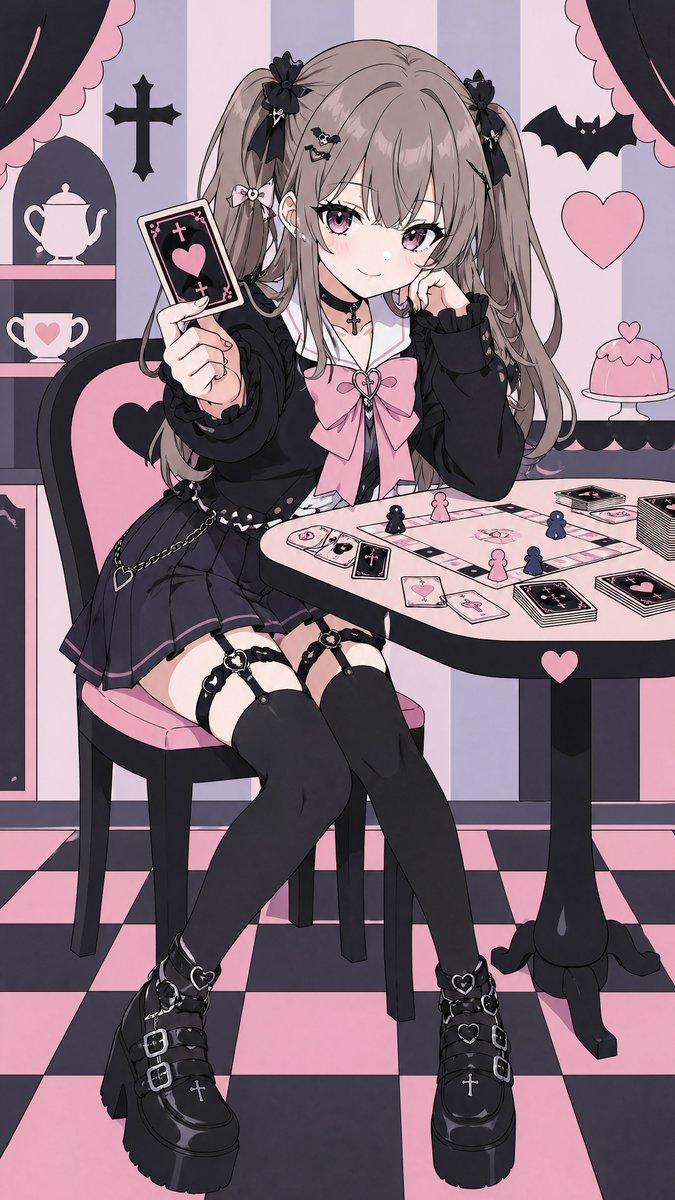 柔和哥特风少女与扑克牌