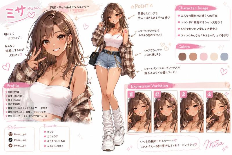 Pastel Gyaru 风格网红角色设定集