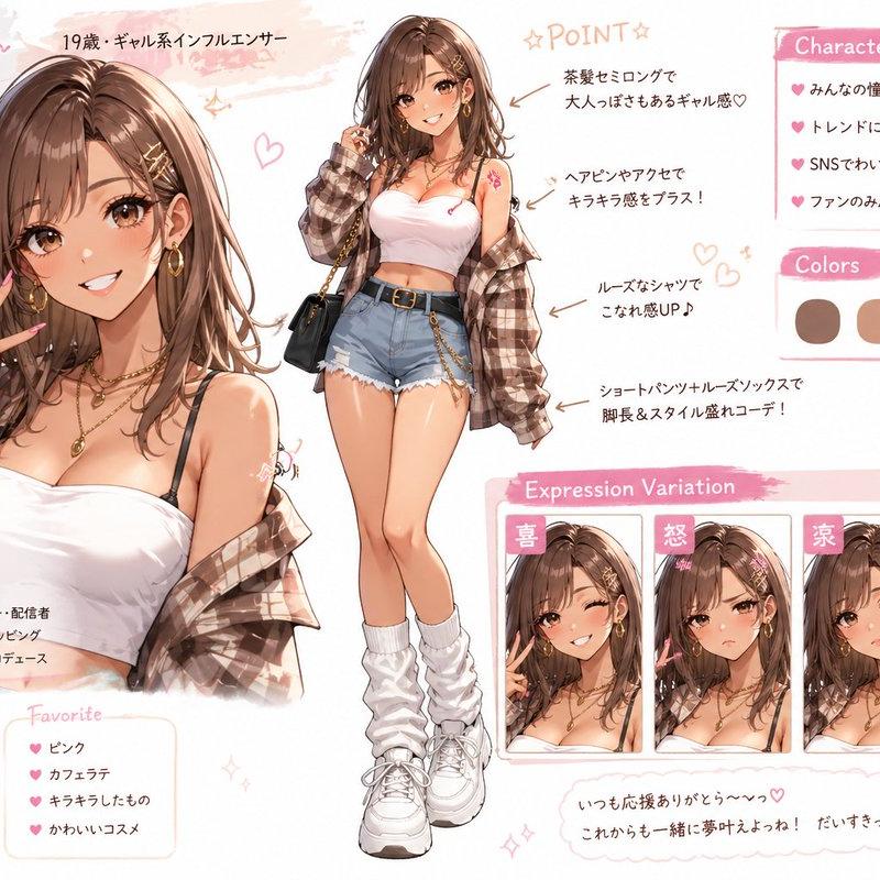 Pastel Gyaru 风格网红角色设定集