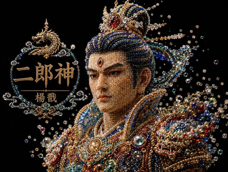 珍珠光泽二郎神半身像