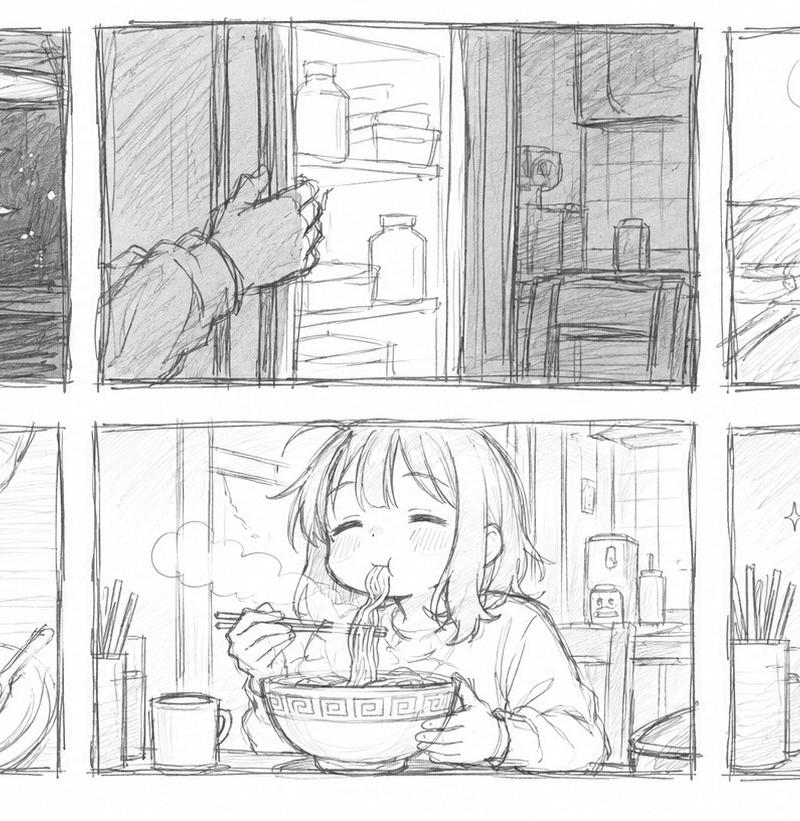 铅笔素描故事板草图