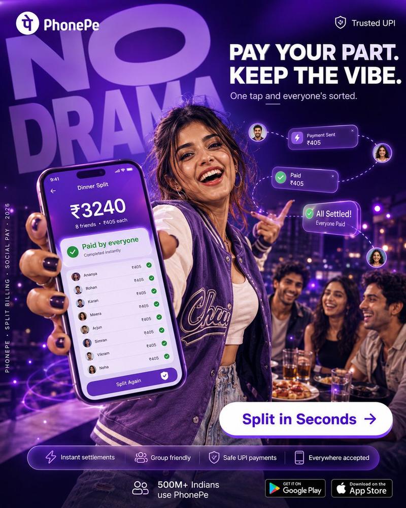 PhonePe 分摊账单派对广告