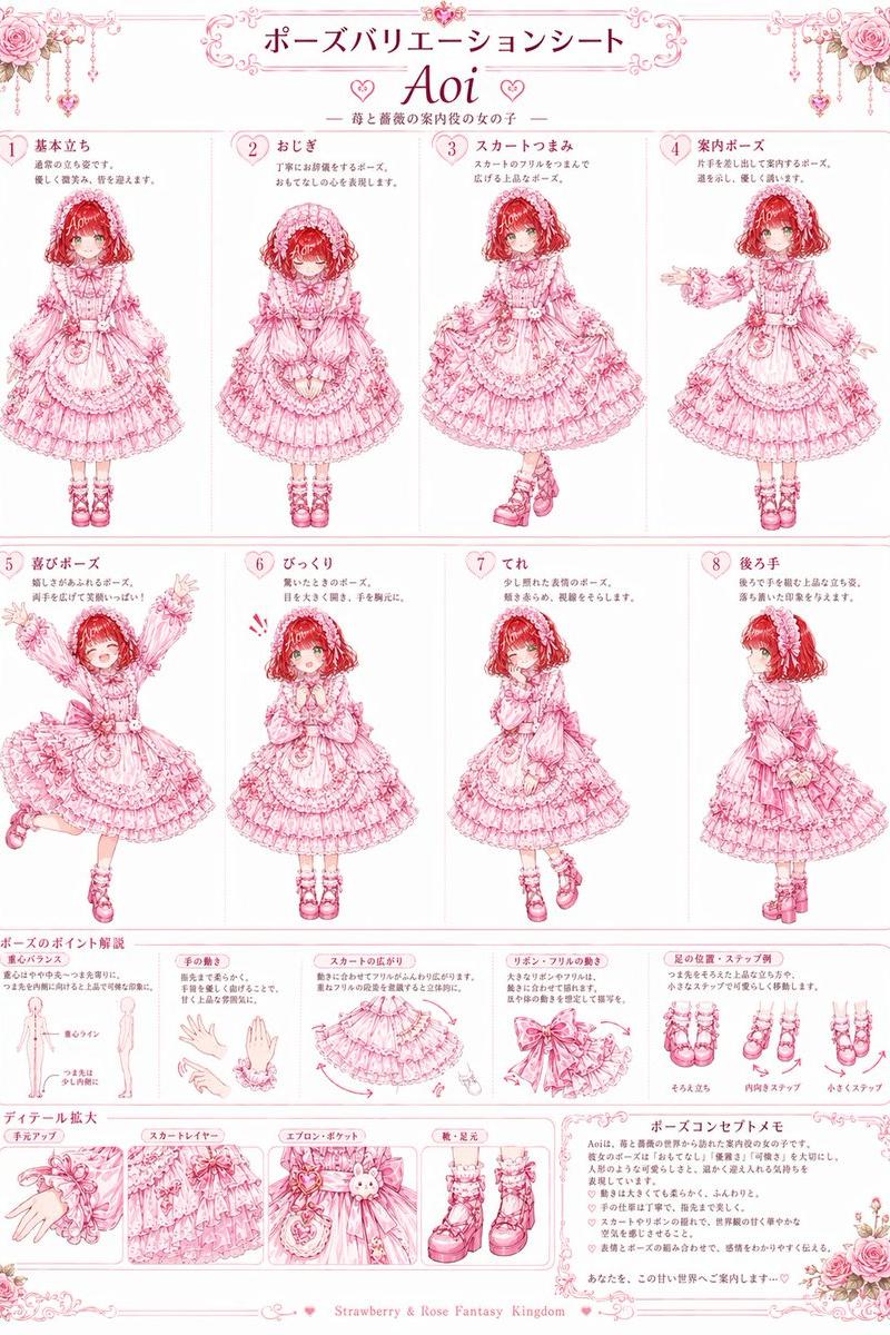 粉色 Lolita 姿势变化参考图