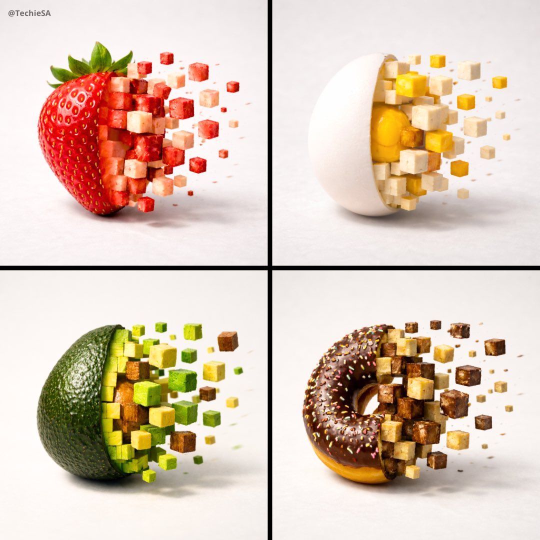 3D Pixel Food Disintegration