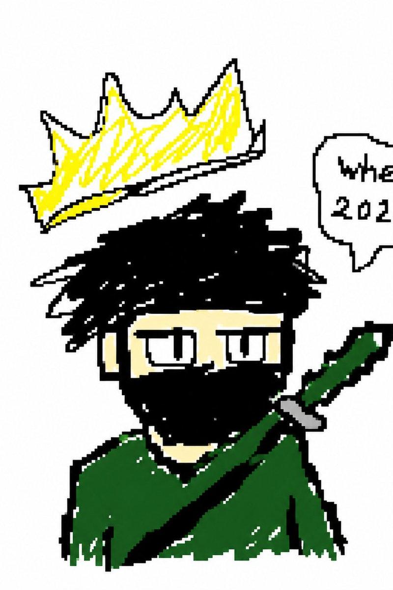 Crude Pixel King Ninja Doodle