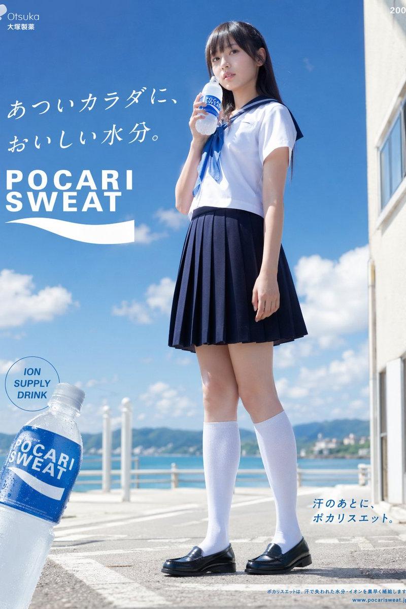 海边宝矿力水特女高中生广告