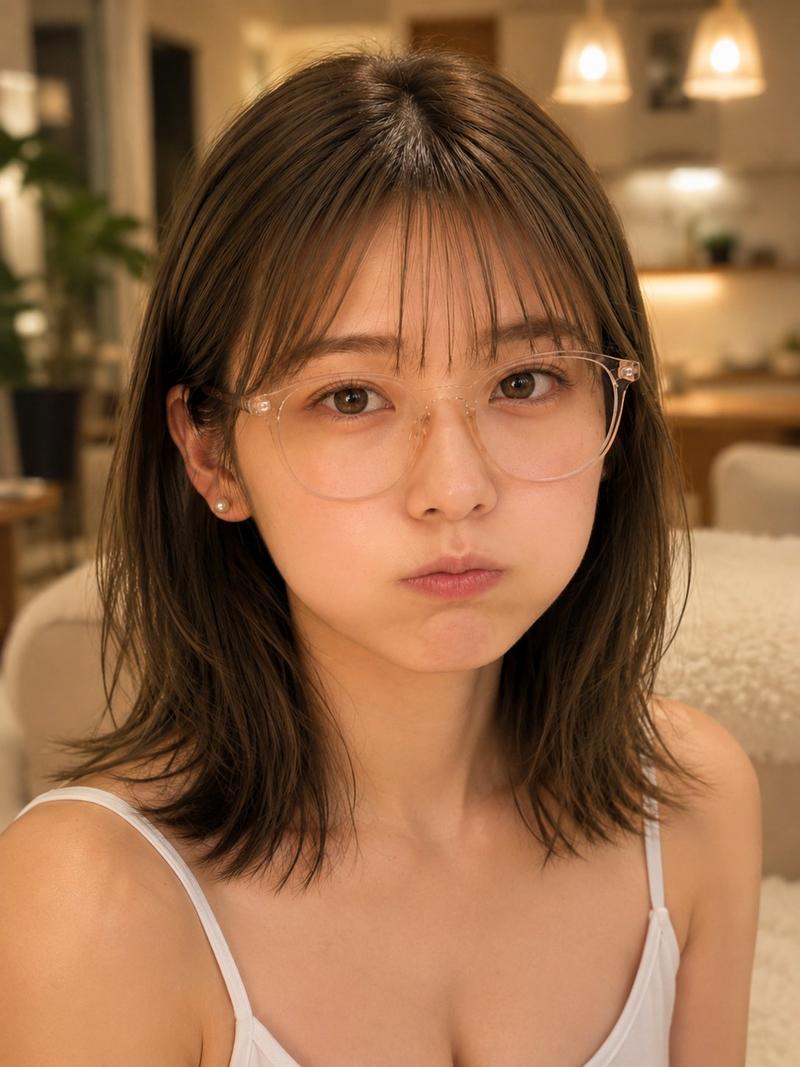 温馨室内嘟嘴自拍人像